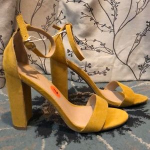 Yellow suede heels
